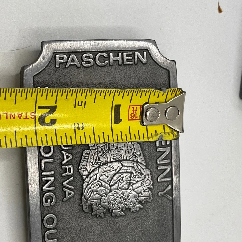 HIT LINE USA PASCHEN KENNY JARVA 22 HOLING OUT‎ Belt Buckle Pewter Tone NEW